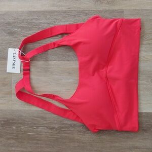 NWT Lazyshe Women's Padded Rear Twist Open Back Sports Bra Coral Size XL